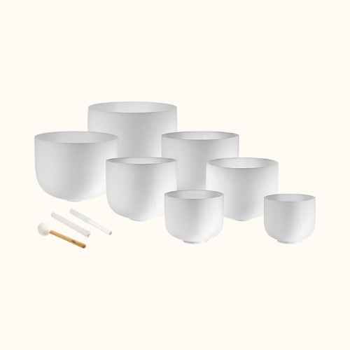 Chakra Quartz Crystal Singing Bowl Set with 2 x Case